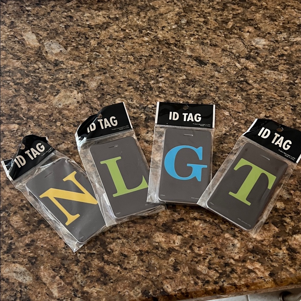 Monogram Luggage/Bag Tag with Large Letter (Black with Yellow/Green/Blue)